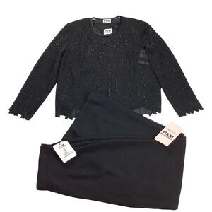 R&M Richards Women 10 Pant Suit 3 Piece Black Wedding Formal Cocktail Party